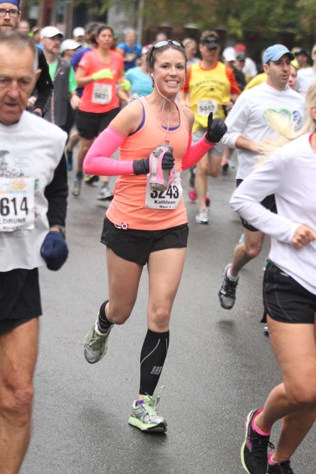 Running in the Richmond Marathon 2013 with my noun-filled water bottle